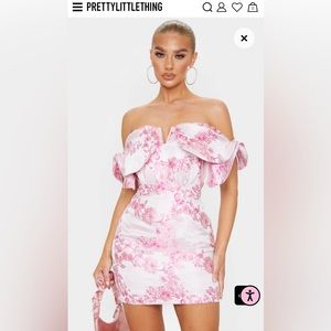 PrettyLittleThing Pink Jacquard Dress